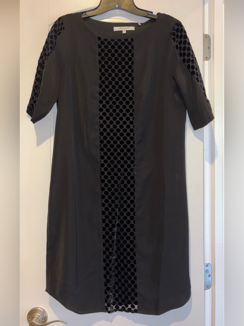 Foxcroft Black Velvet Dot Panel Dress
